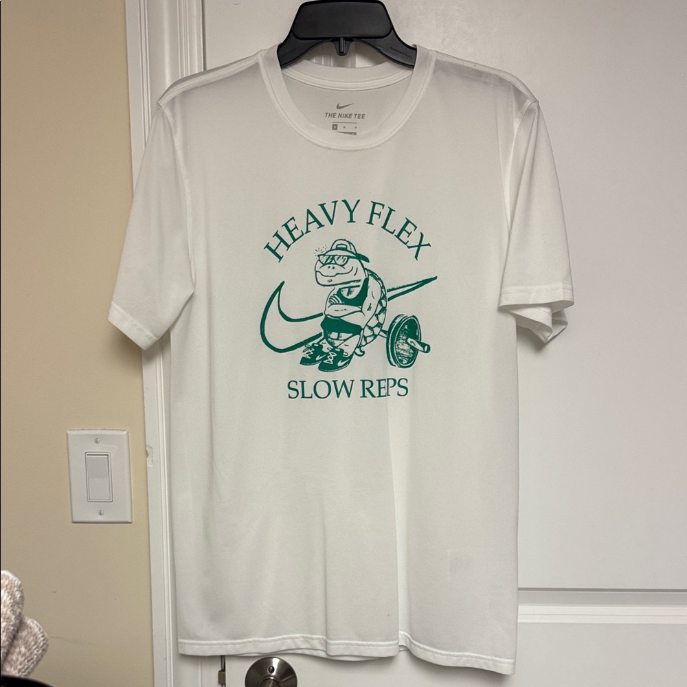 Nike Dri Fit White Tee Heavy Flex Slow Reps - Medium
